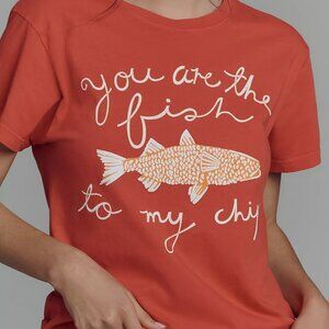 NWT Anthropologie Letluv You Are The Fish To My Chips Graphic Tee Small